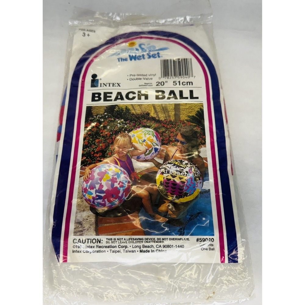 Vintage 1992 Intex 20" Beach Ball Multi-Color Flowers The Wet Set‎ #59040 New